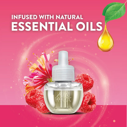 Air Wick Plug-In Air Freshener Scented Oil Refills,Honeysuckle and Raspberry, 2 Count