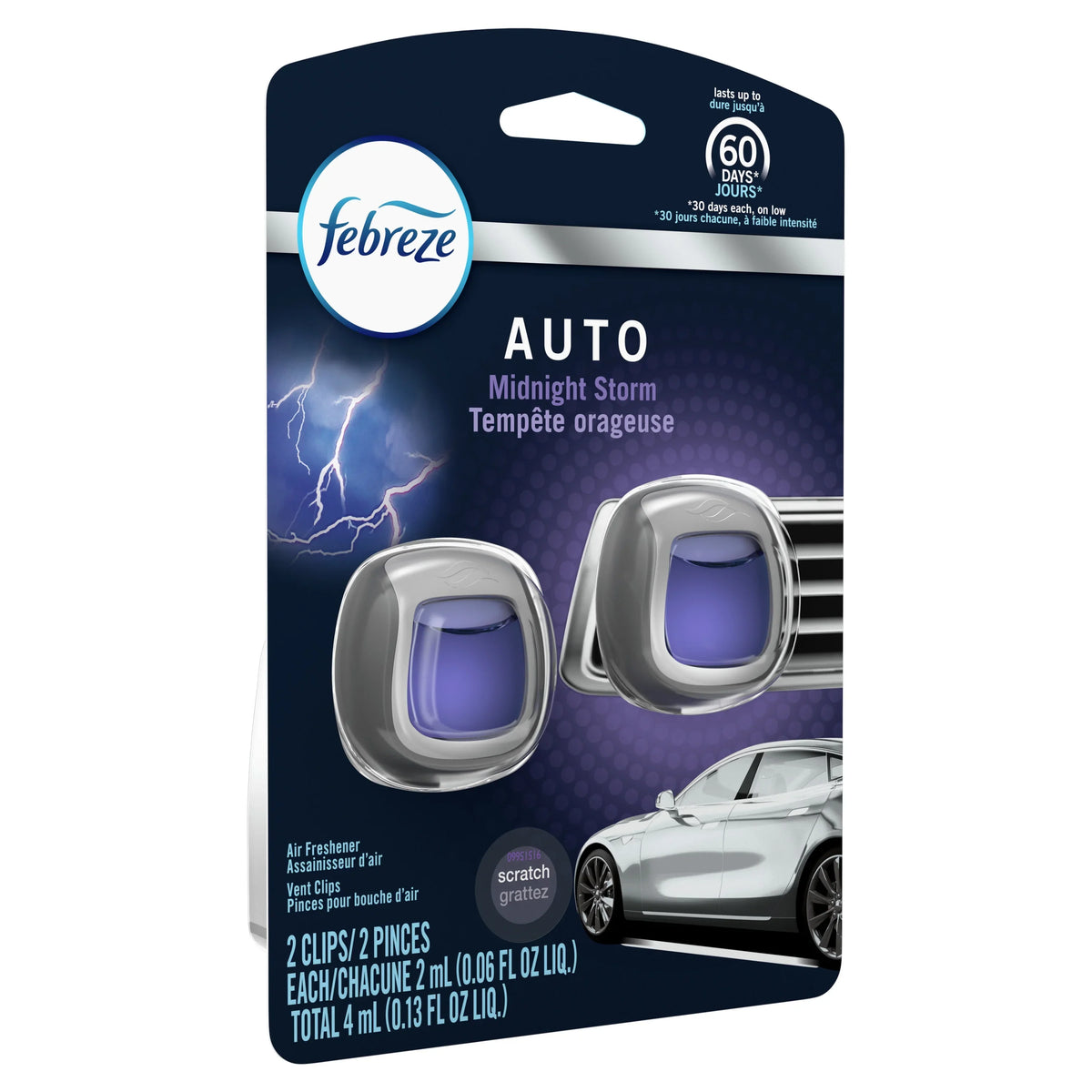 Febreze Car Odor Eliminating Air Freshener, Midnight Storm, 2 Count