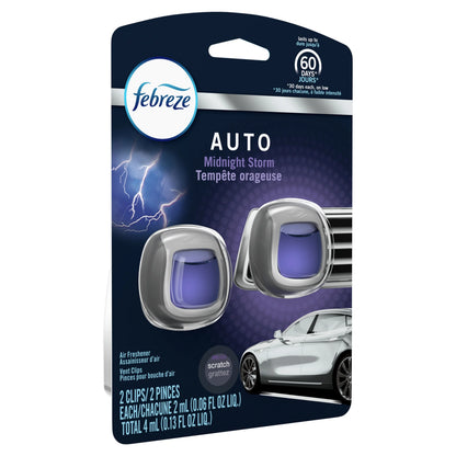 Febreze Car Odor Eliminating Air Freshener, Midnight Storm, 2 Count