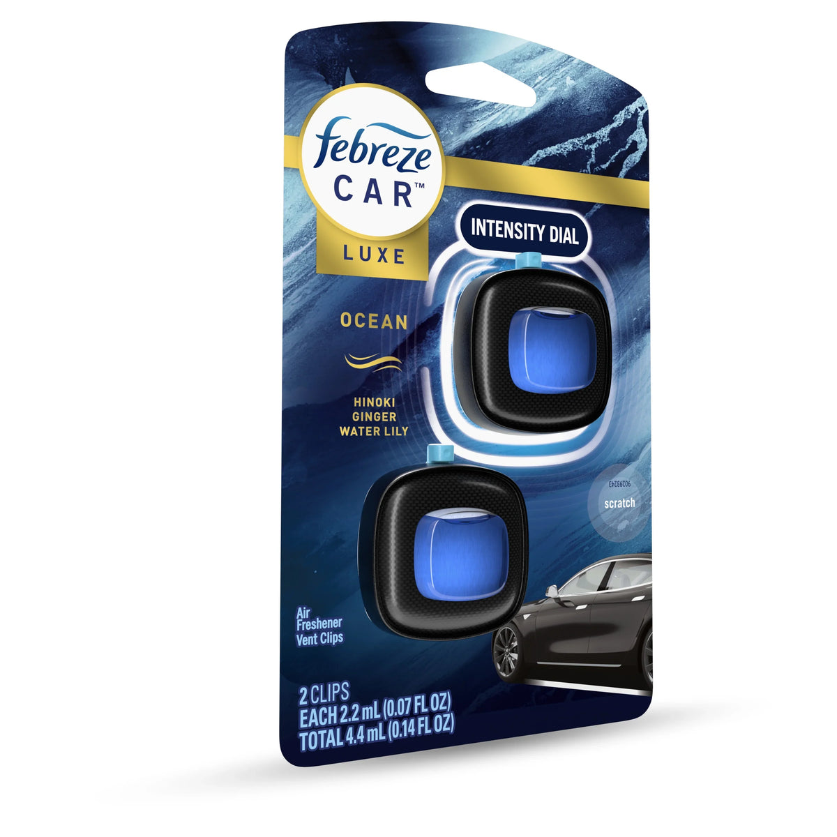 Febreze Car Air Freshener, Odor-Fighting Auto Car Vent Clip, Ocean, 2 Count