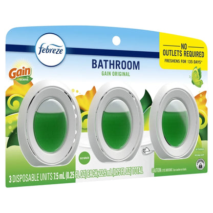 Febreze Odor-Fighting BATH Air Freshener, Gain Original Scent, 3 count