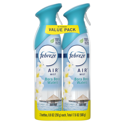 Febreze Air Freshener Spray, Odor-Fighting Room Spray, Bora Bora Waters, 8.8oz, 2 Count