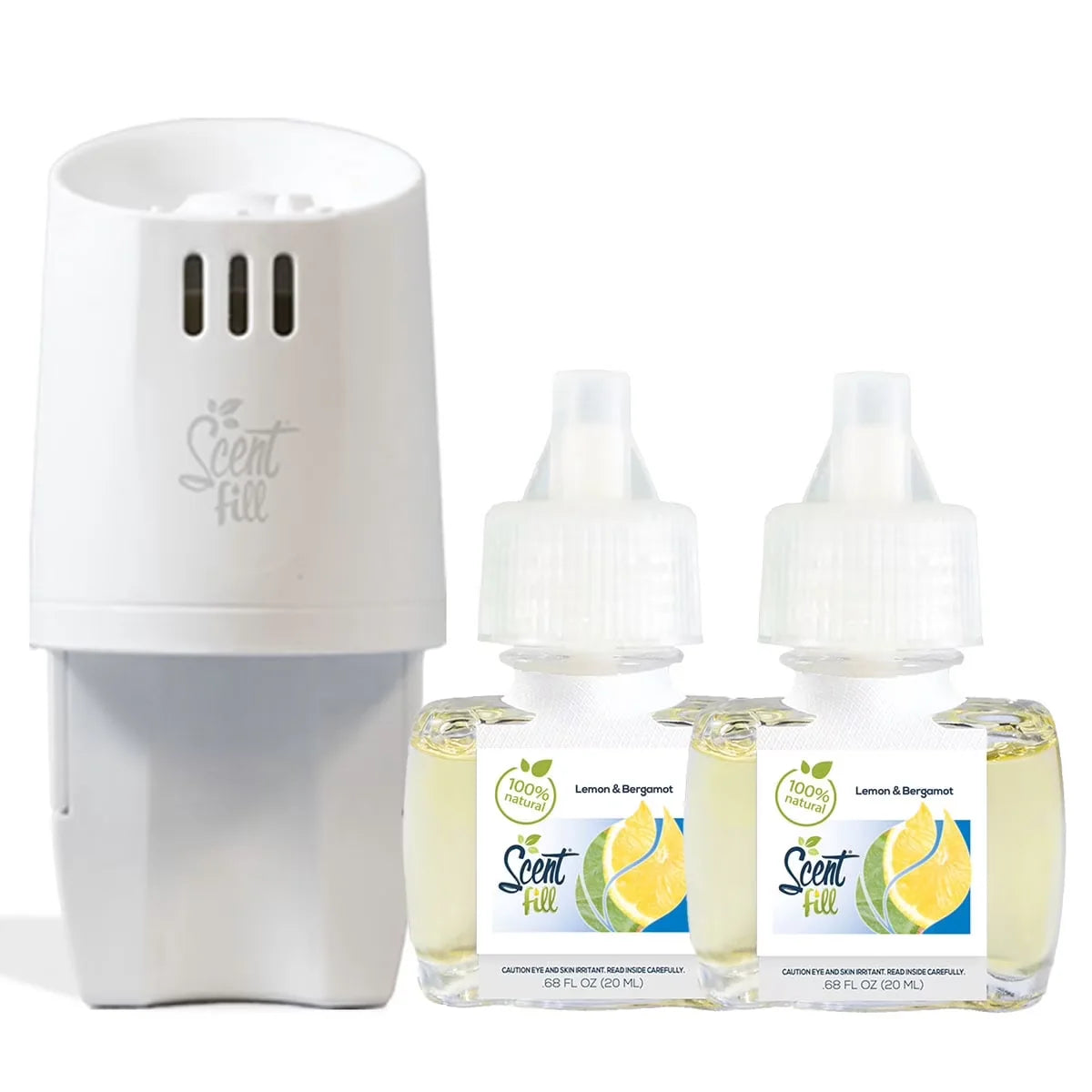 100% Natural Peppermint Plug in Air Freshener, Scented Oil Refills, 2 Refills + Diffuser