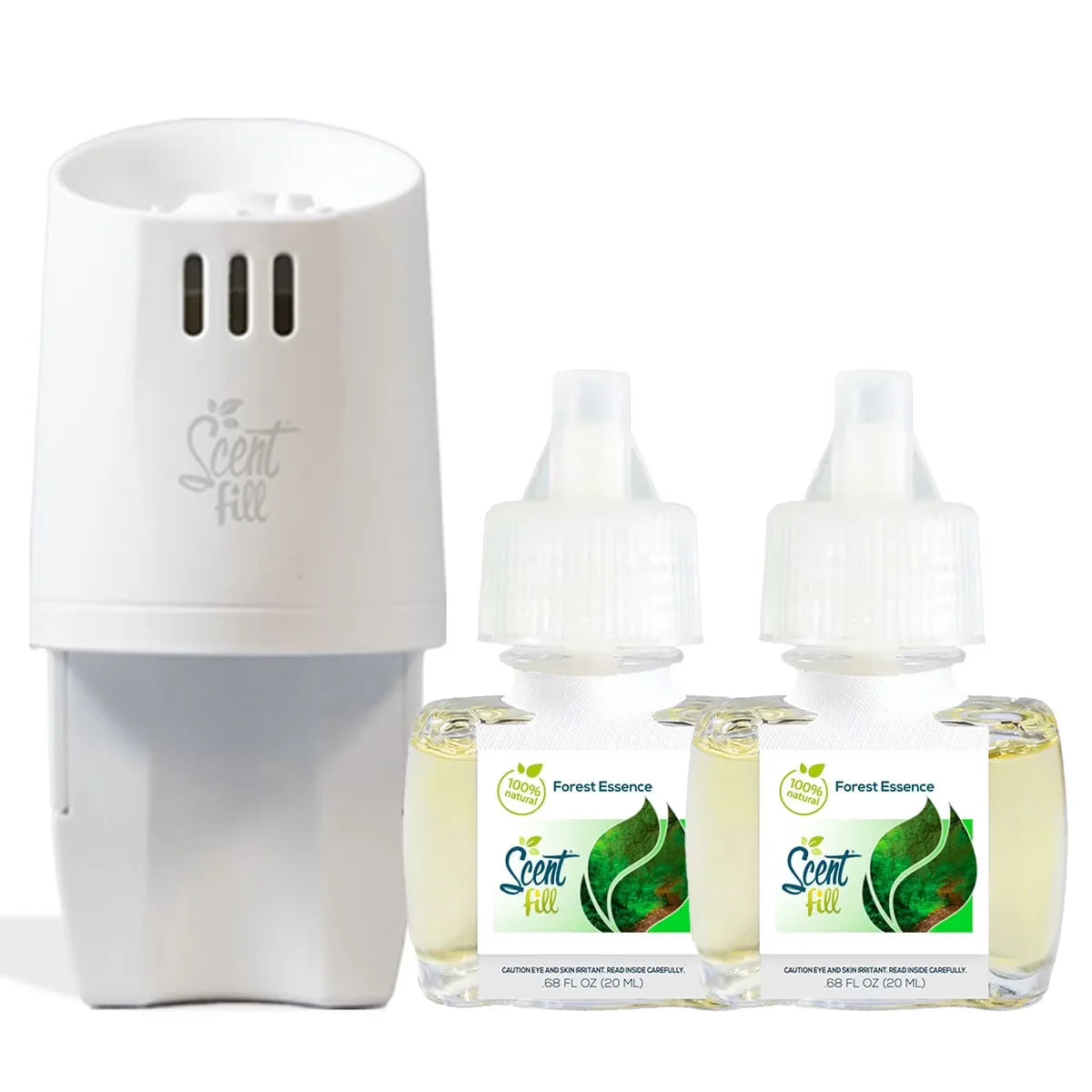100% Natural Peppermint Plug in Air Freshener, Scented Oil Refills, 2 Refills + Diffuser