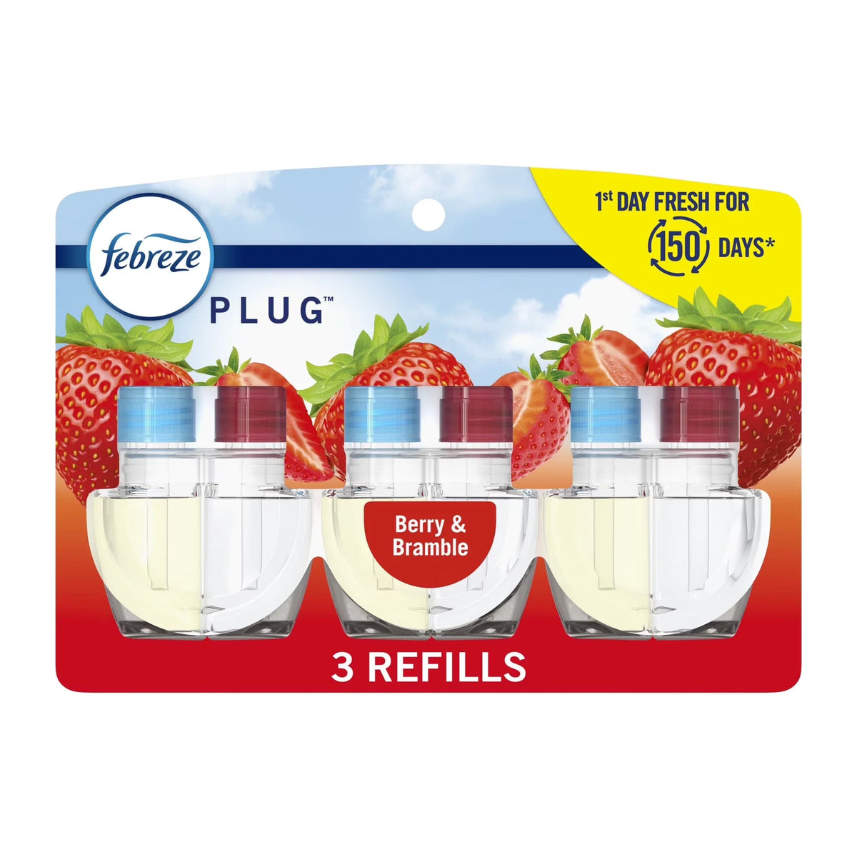 (2 Pack) Febreze Plug In Air Freshener, Odor-Fighting Scented Oil Refill, Berry & Bramble, 3 Refills