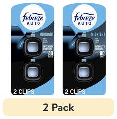 Febreze AUTO Car Air Freshener, Odor-Fighting Car Vent Clip, Midnight, 2 Count
