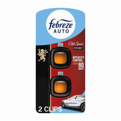 (2 pack ) Febreze AUTO Car Air Freshener, Odor-Fighting Car Vent Clip, Old Spice Swagger, 2 Count