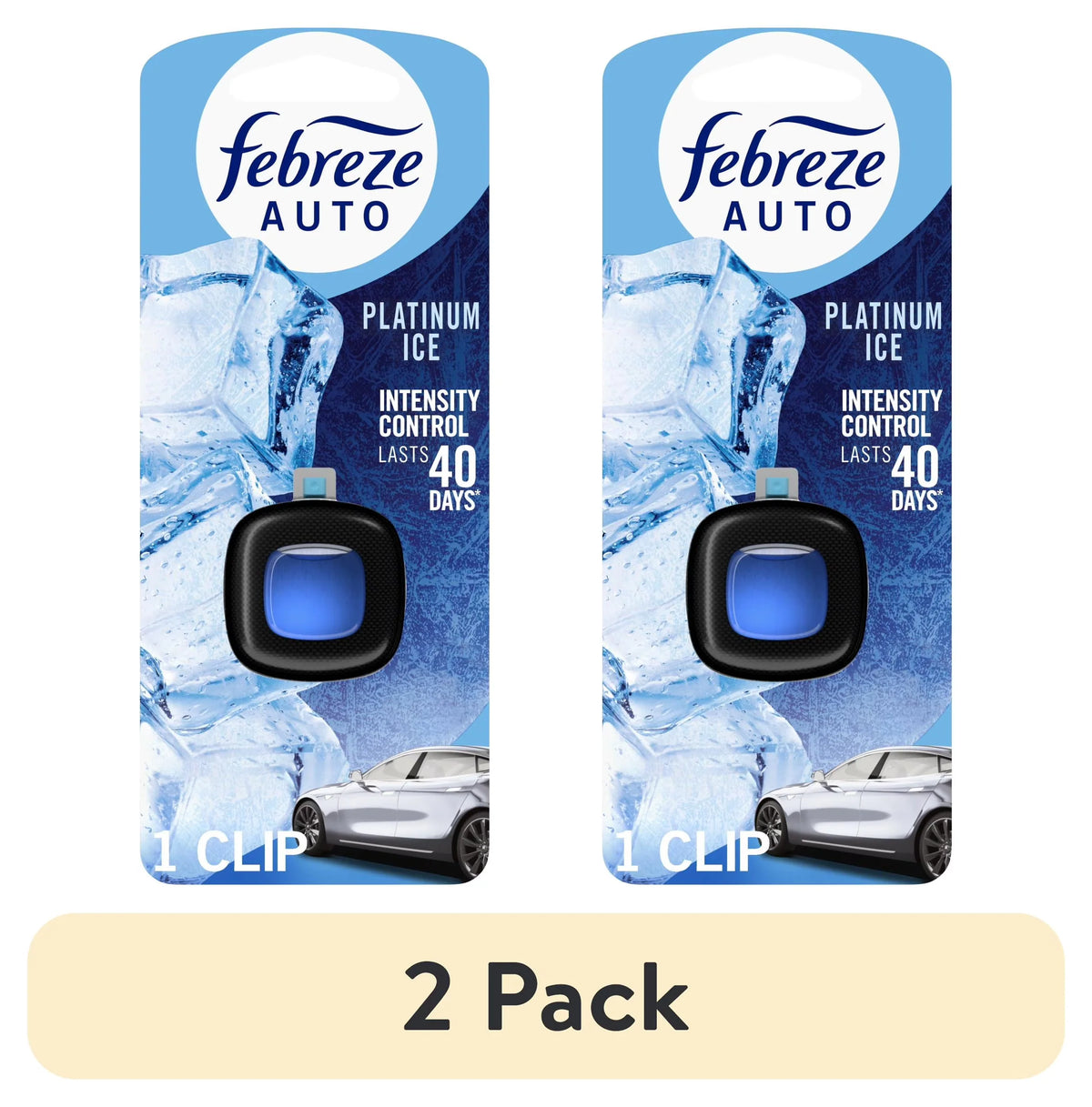 Febreze AUTO Car Air Freshener, Odor-Fighting Car Vent Clip, Platinum Ice