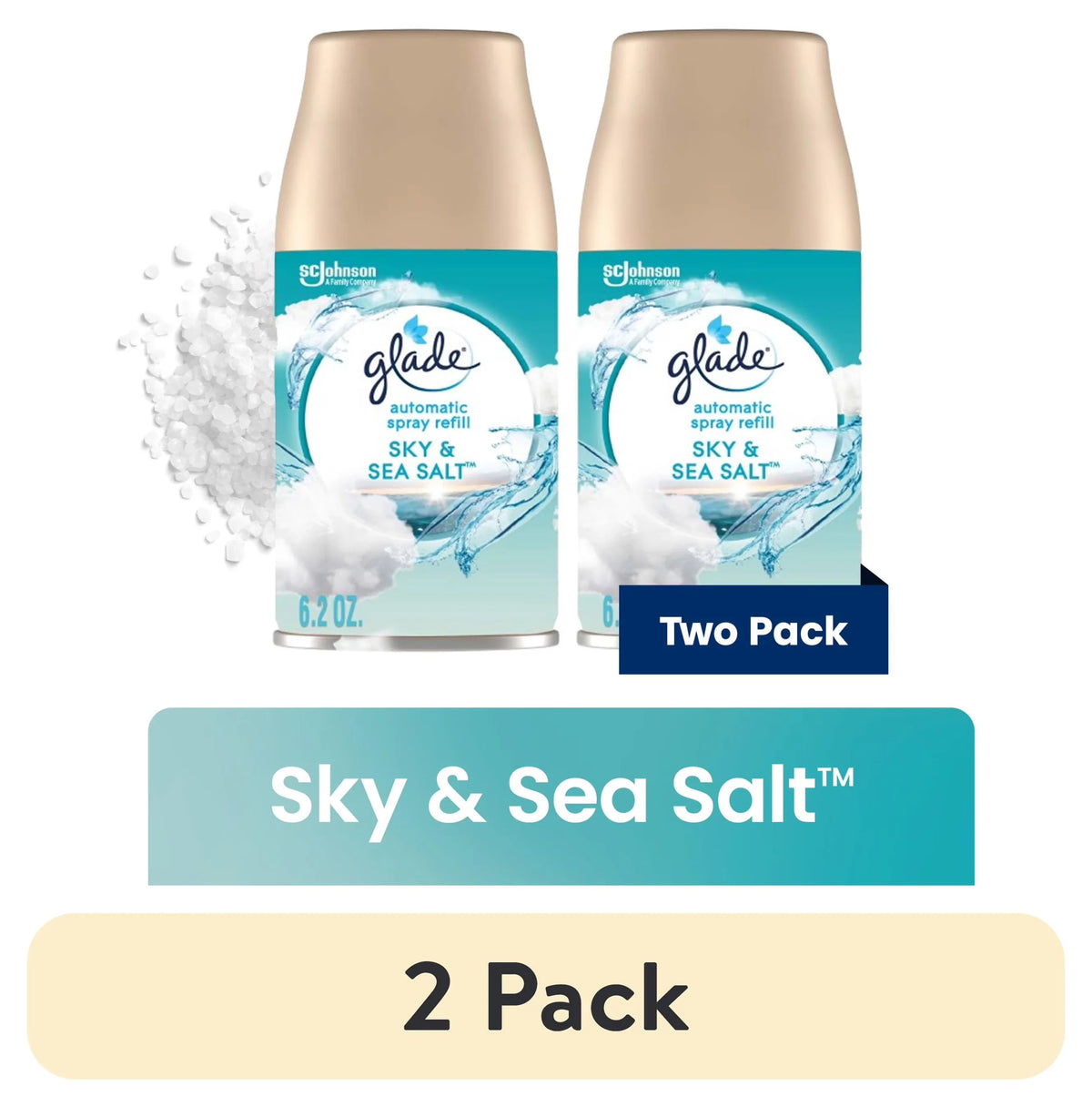 Glade Automatic Spray Refills, Air Freshener, Infused with Essential Oils, Sky & Sea Salt, 6.2 oz, 2 Count