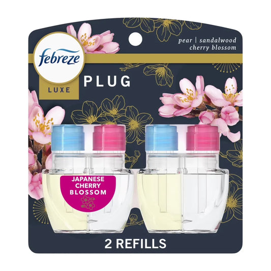 ( 3 Pack ) Febreze Plug In Air Freshener, Odor-Fighting Scented Oil Refill, Japanese Cherry Blossom, 2 Refill