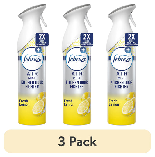 (3 pack) Febreze Air Freshener Spray, Odor-Fighting Room Spray, Lemon, Kitchen Odor Fighter, 8.8oz