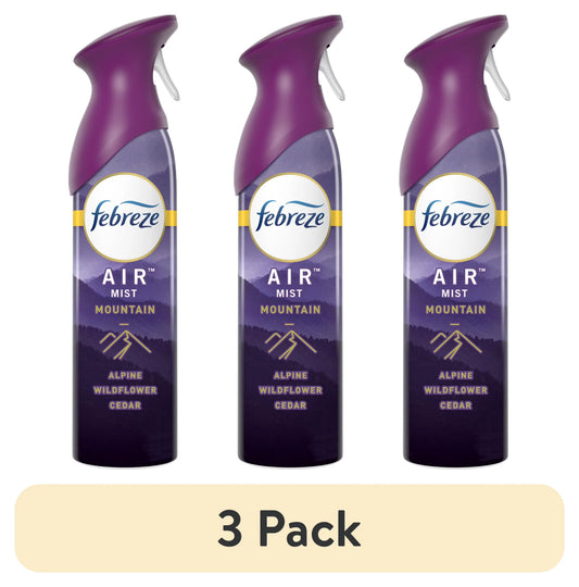 (3 pack) Febreze Air Freshener Spray, Odor-Fighting Room Spray, Mountain, 8.8oz, 2 Count