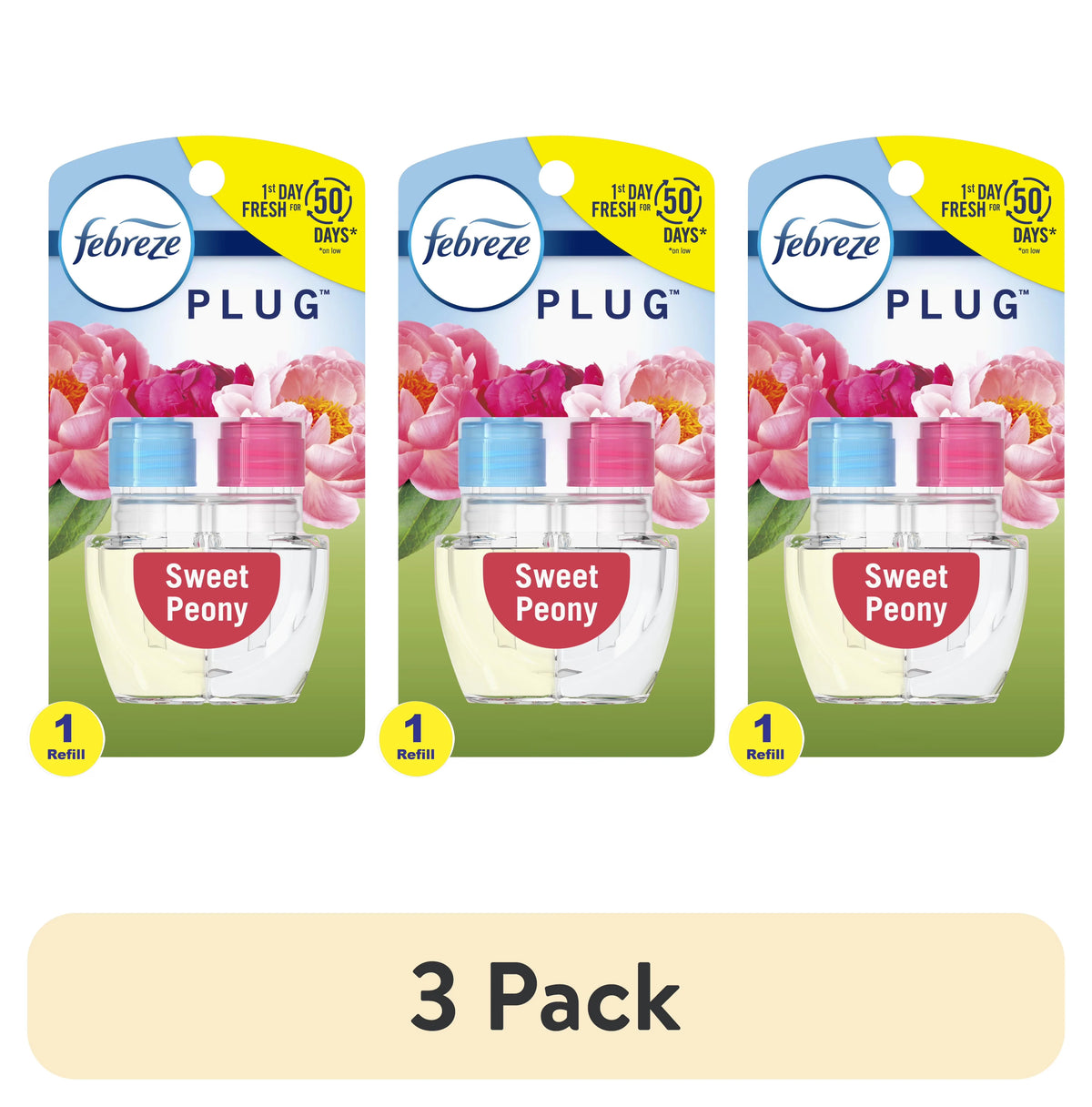 Febreze Odor-Fighting Fade Defy PLUG Air Freshener Sweet Peony, 0.87 fl. oz. Oil Refill