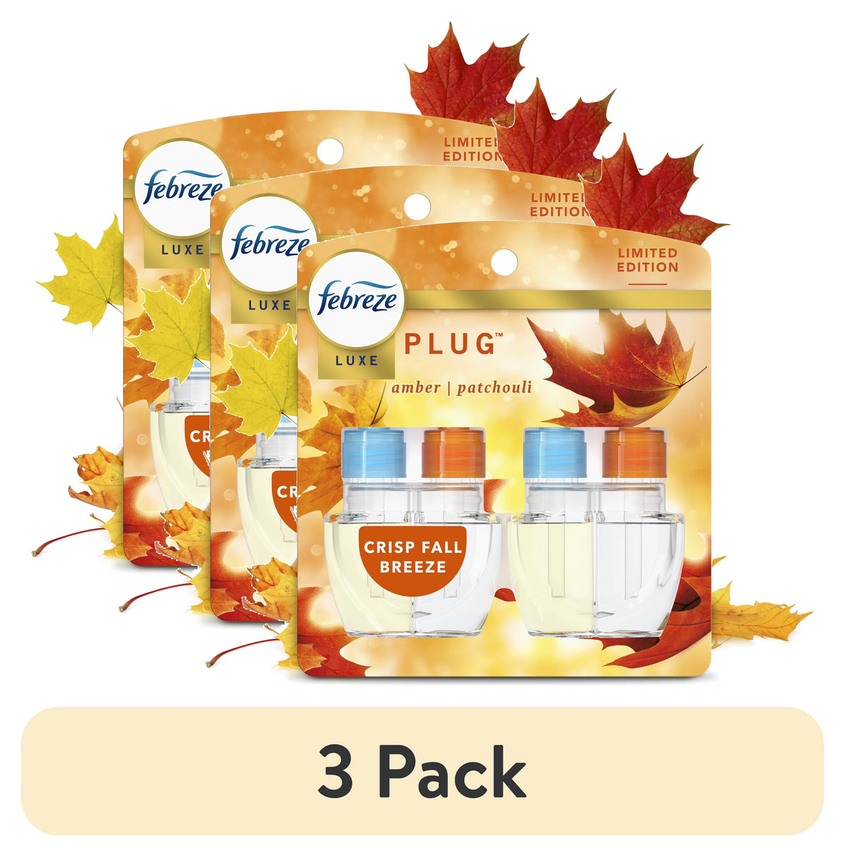 Febreze Plug Refill Odor-Fighting Air Freshener Crisp Fall Breeze Scent, 2 Count, 0.87 fl oz Each