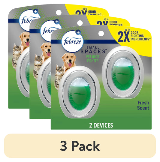 (3 pack) Febreze Pet Air Freshener, Small Spaces Odor-Fighting, Fresh, 2 Count