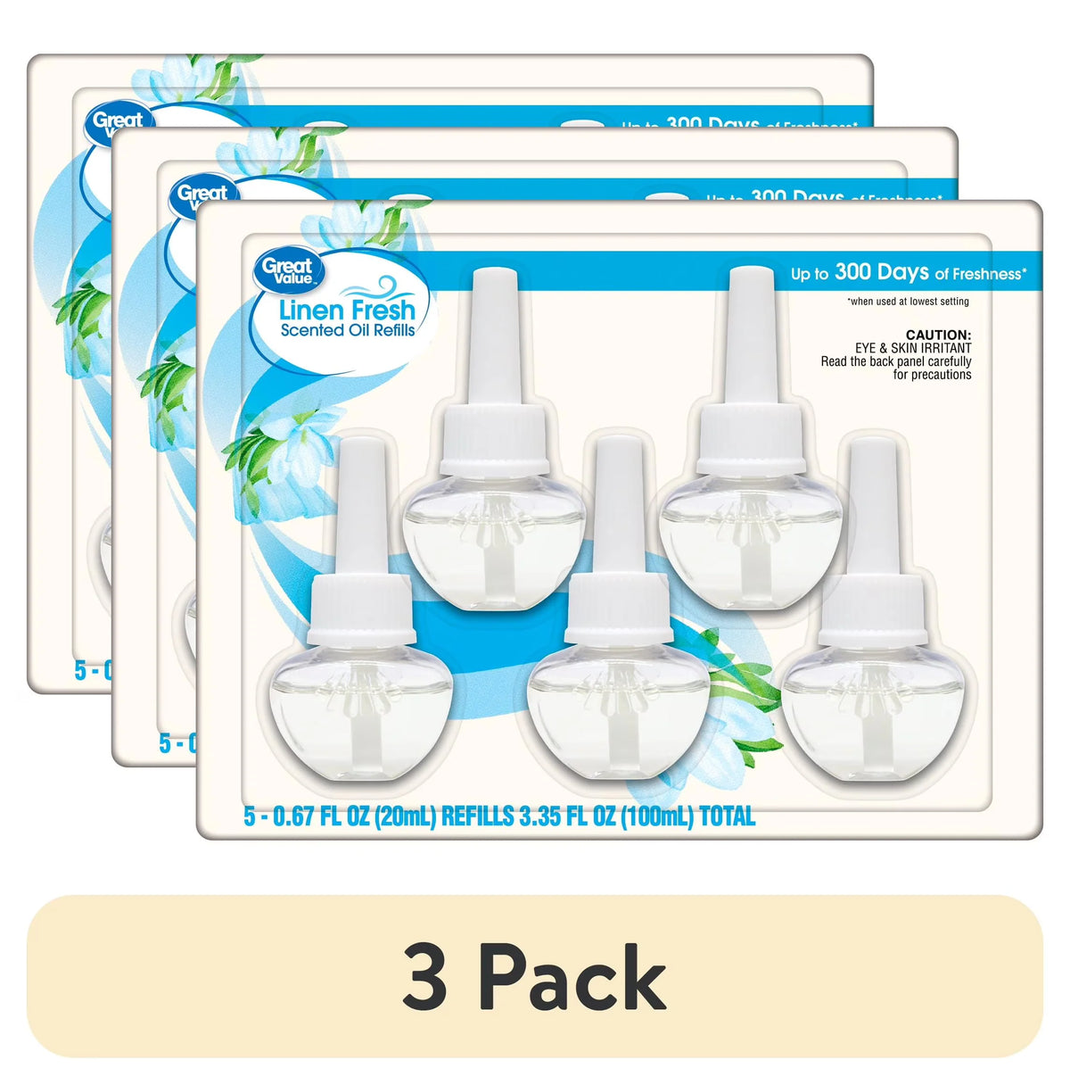 Great Value Plug-In Scented Oil Refills, Linen Fresh, 0.67 oz, 5 Count