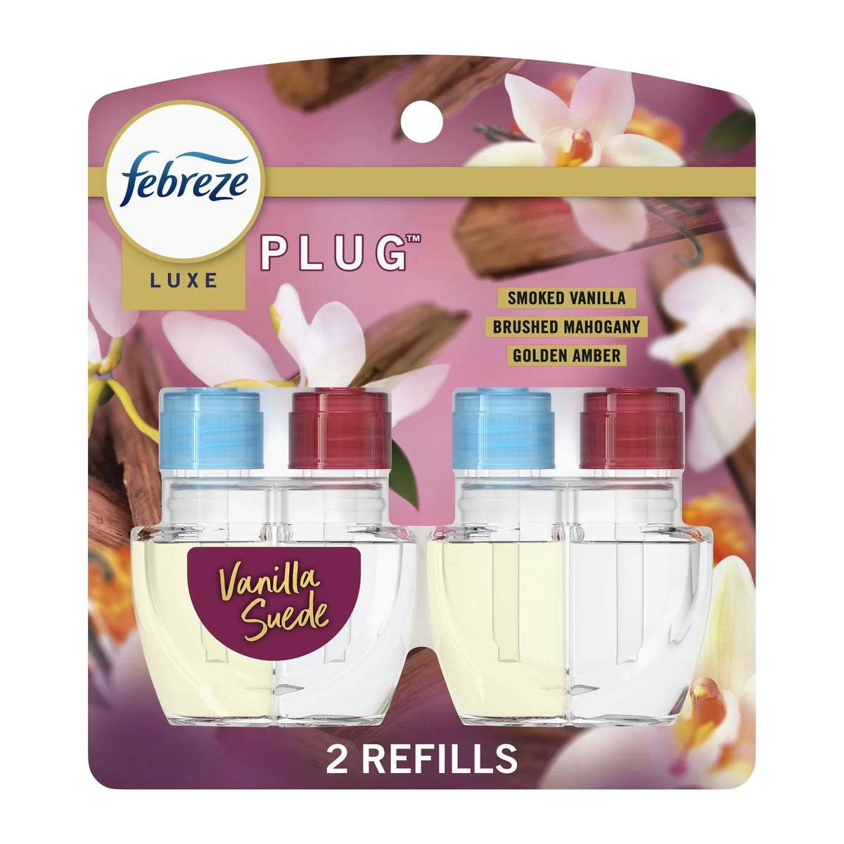 ( 4 Pack ) Febreze Plug In Air Freshener, Odor-Fighting Scented Oil Refill, Vanilla Suede Scent, 2 Refill