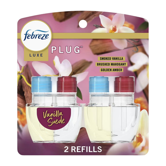 ( 4 Pack ) Febreze Plug In Air Freshener, Odor-Fighting Scented Oil Refill, Vanilla Suede Scent, 2 Refill