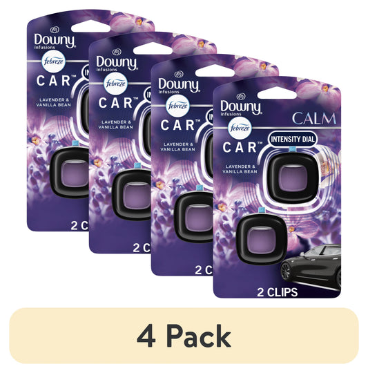 (4 pack) Febreze Odor Eliminating Car Air Freshener, Lavender & Vanilla Bean, 0.7 fl oz, 2 Count