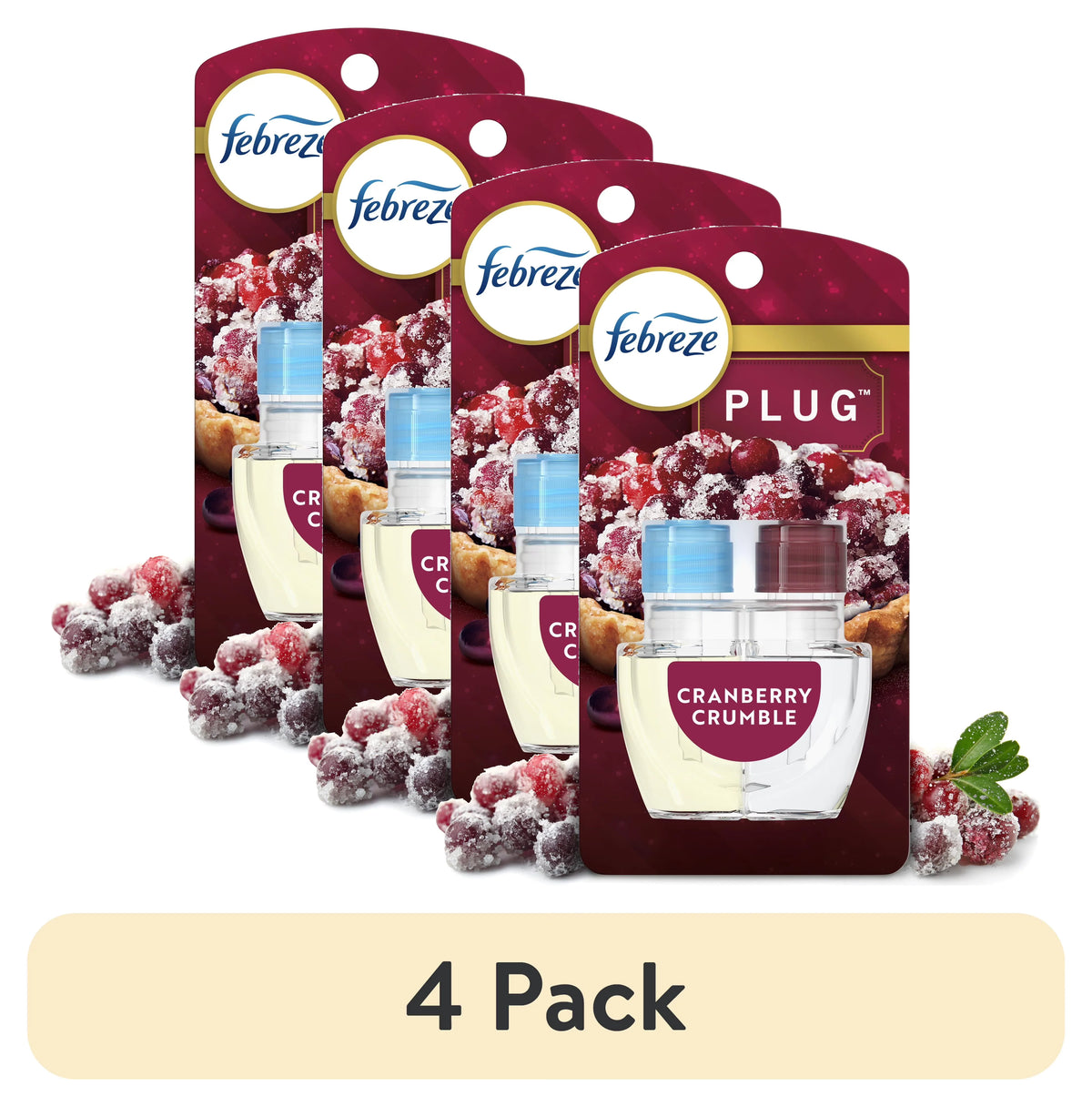 Febreze Plug Refill Odor-Fighting Air Freshener Cranberry Crumble Scent, 1 Count, 0.87 fl oz