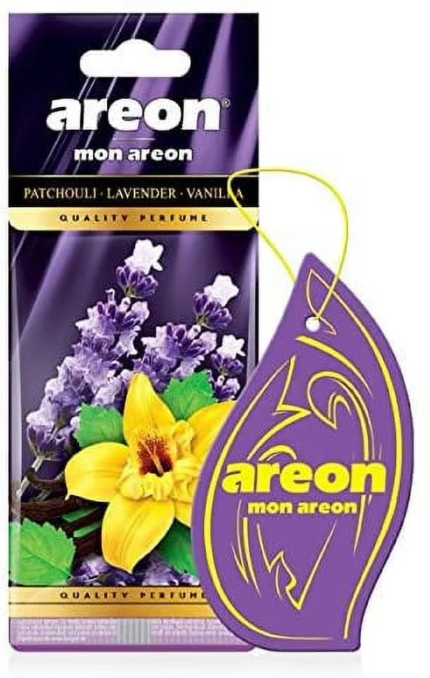 AREON MON MA49 Long Lasting Paper Hanging Ornaments for Car or Home Hanging Best Car Air Freshener Lavender Scent, 12 Pack