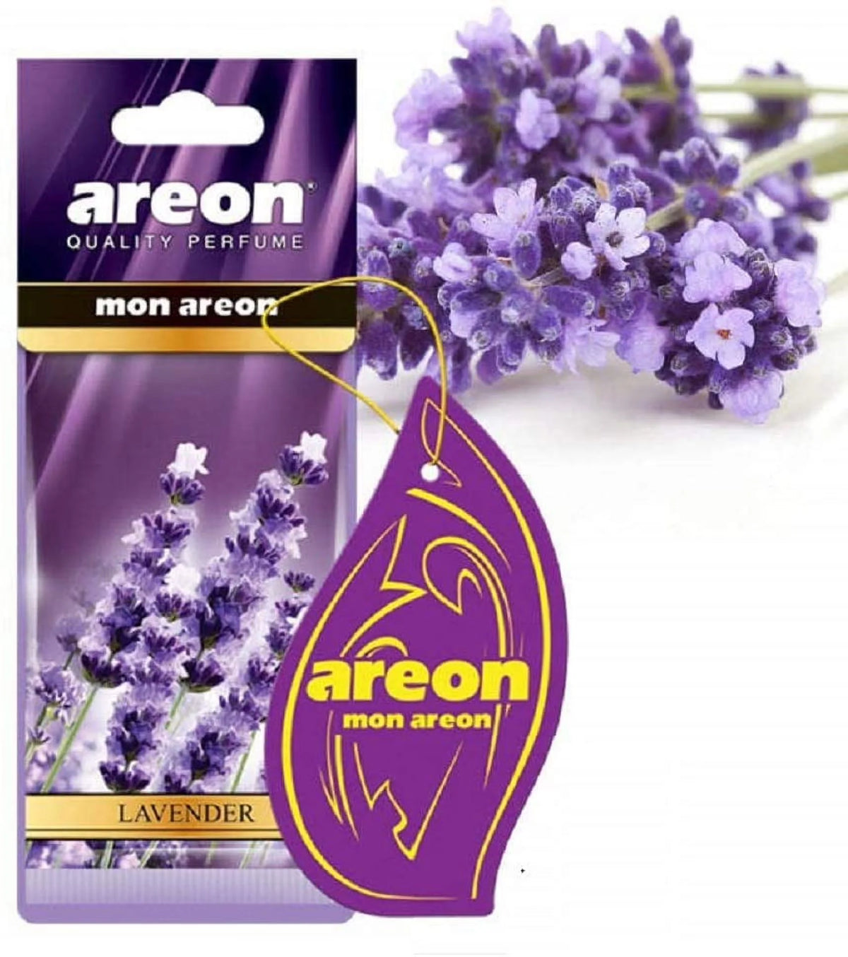 AREON MON MA49 Long Lasting Paper Hanging Ornaments for Car or Home Hanging Best Car Air Freshener Lavender Scent, 12 Pack