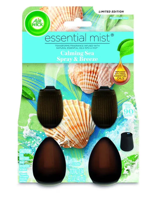Air Wick Essential Mist Scented Oil Refill, Calming Sea Spray and Breeze, 2 Count