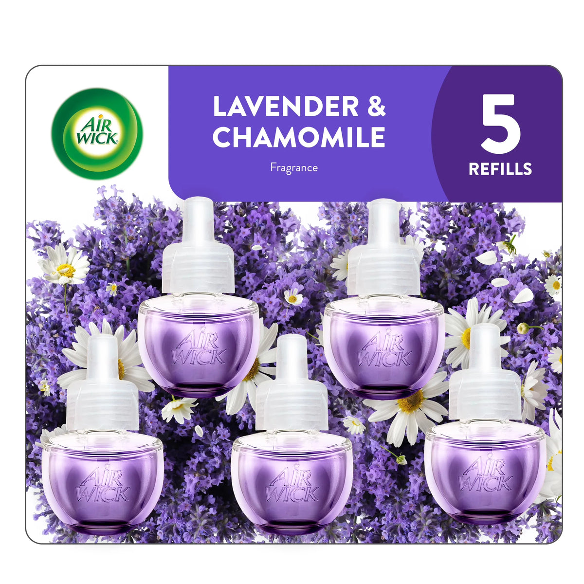 Air Wick Plug-In Scented Oil Air Freshener Warmer Refills, Lavender and Chamomile, 5 Count