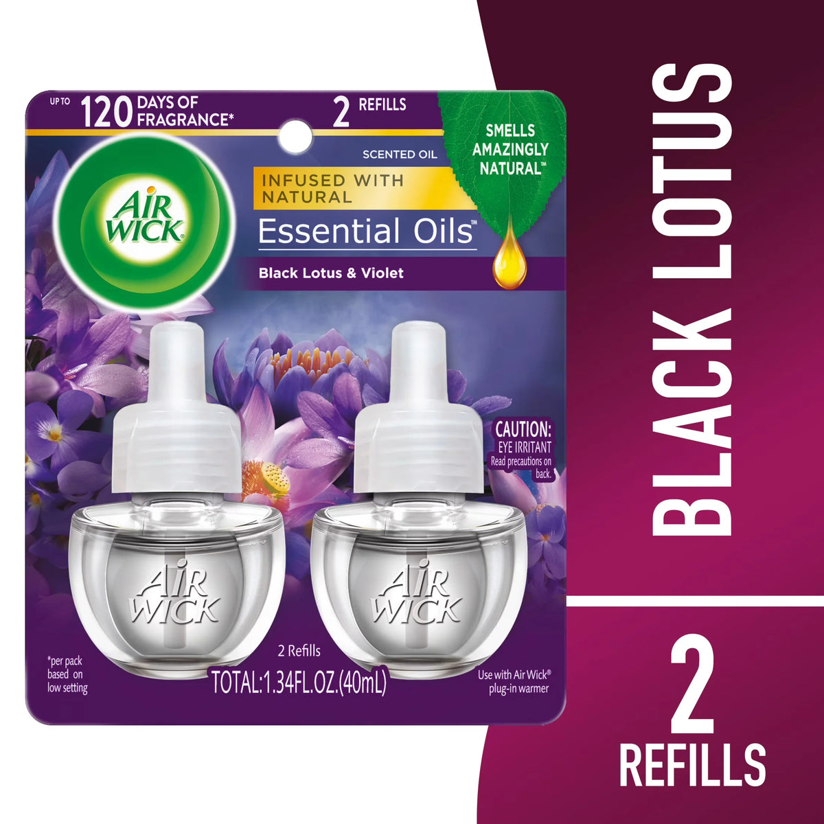 Air Wick Plug-In Scented Oil Air Freshener Warmer Refills, Black Lotus and Violet, 2 Count