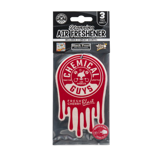 Chemical Guys Hanging Air Freshener 3-Pack Variety, Black Frost, Cherry Blast, Pina Colada