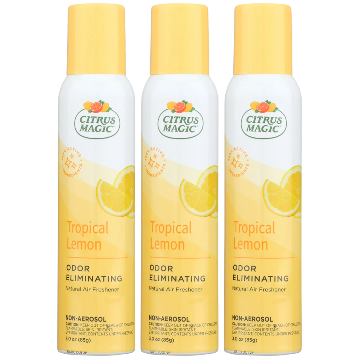 Citrus Magic Odor Eliminating Air Freshener Spray, Tropical Lemon, 3-Ounce, Pack of 3