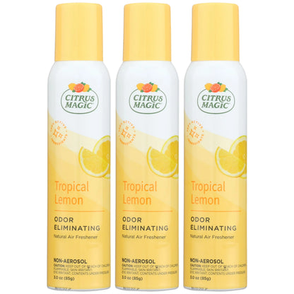 Citrus Magic Odor Eliminating Air Freshener Spray, Tropical Lemon, 3-Ounce, Pack of 3