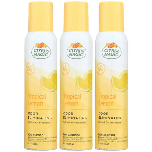 Citrus Magic Odor Eliminating Air Freshener Spray, Tropical Lemon, 3-Ounce, Pack of 3