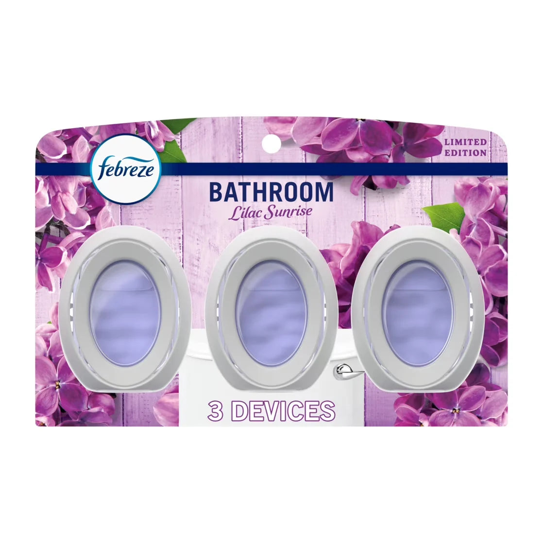 Febreze Bathroom Air Freshener, Odor-Fighting, Lilac, 3 Count