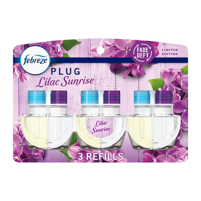 Febreze Plug In Air Freshener Scented Oil Refill Lilac Sunrise, 3 Count