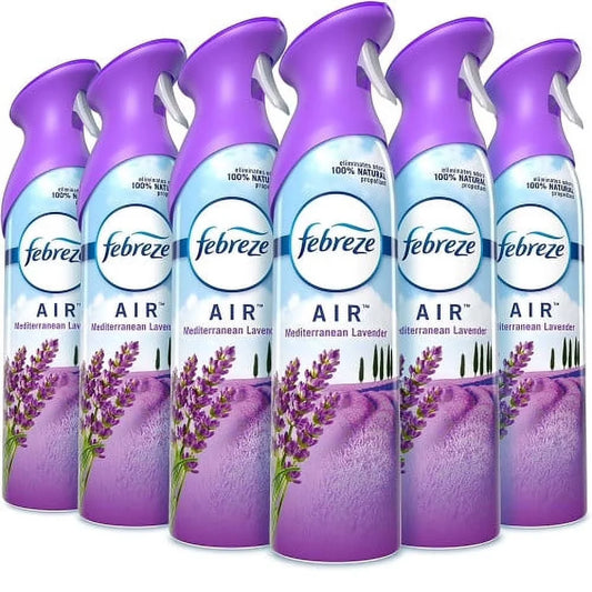 Febreze AIR, Mediterranean Lavender, 8.8 oz Aerosol Spray, 6/Carton, Each