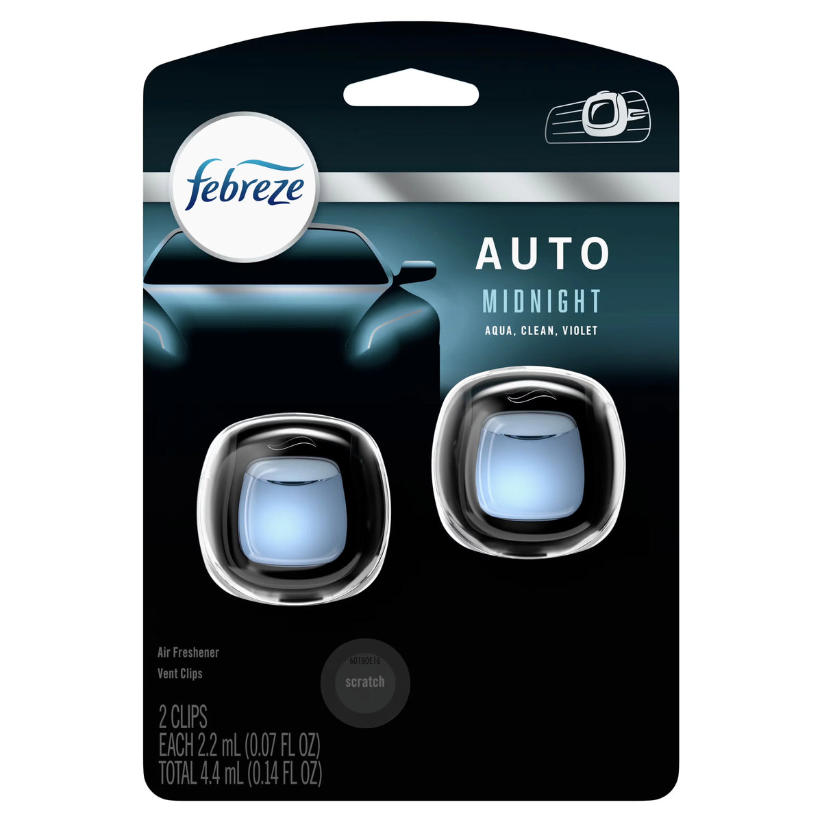 Febreze Auto Odor-Eliminating Car Freshener Vent Clip Lush, .07 oz, 2 Pack