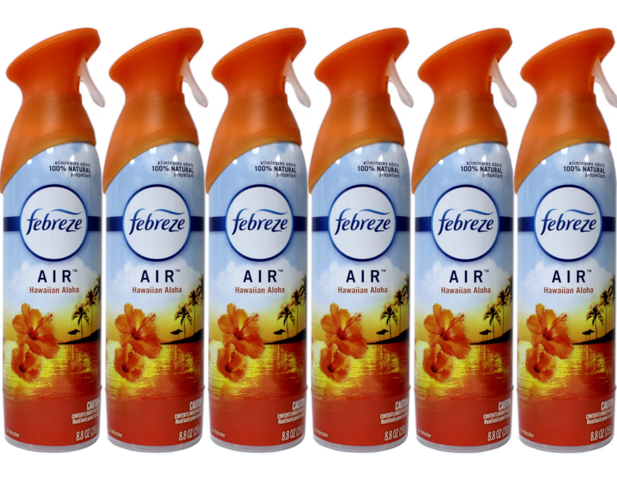 Febreze Air Freshener Spray - Spray - 8.5 fl oz (0.3 quart) - Hawaiian Aloha - 6 / Carton - Odor Neutralizer, VOC-free