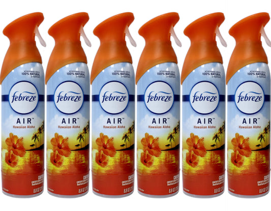 Febreze Air Freshener Spray - Spray - 8.5 fl oz (0.3 quart) - Hawaiian Aloha - 6 / Carton - Odor Neutralizer, VOC-free