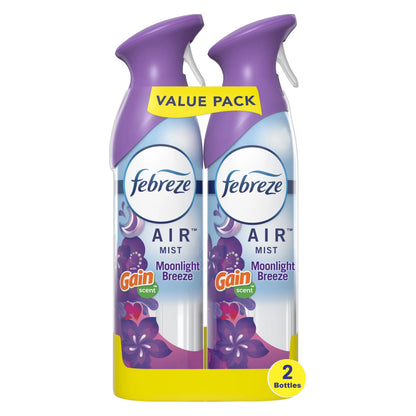 Febreze Air Freshener Spray, Odor-Fighting Room Spray, Gain Moonlight Breeze, 8.8oz, 2 Count