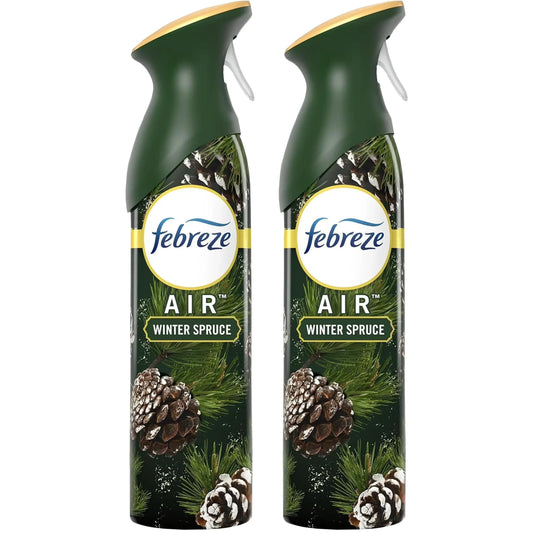 Febreze Air Freshener Winter Spruce, 2 Pack, Christmas Tree Pine Scent, Odor Eliminating Air Freshener Spray for Home and Bathroom, Limited Edition Holiday Collection, 8.8 oz Each