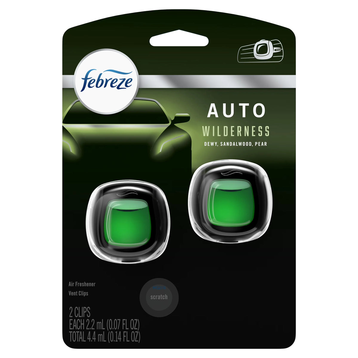 Febreze Auto Odor-Eliminating Car Freshener Vent Clip Lush, .07 oz, 2 Pack