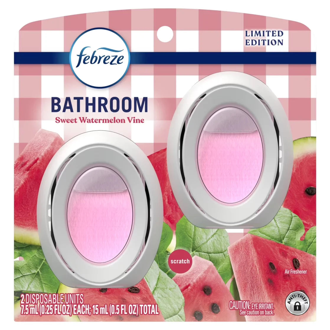 Febreze Bathroom Air Freshener, Small Spaces Odor-Fighting, Watermelon, 2 Count