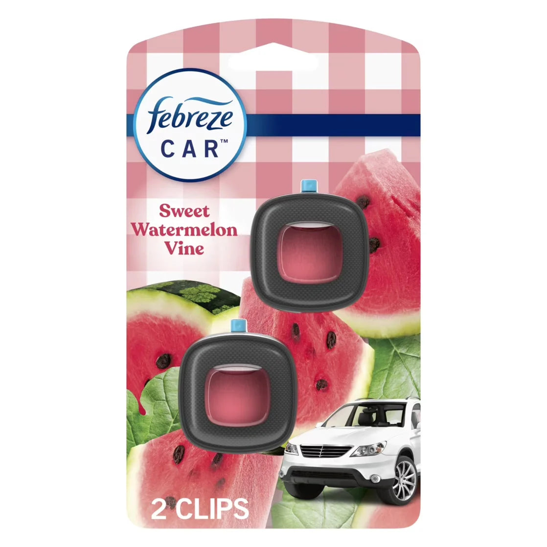 Febreze Car Air Freshener, Odor-Fighting Automotive Vent Clip, Mango Splash Scent, 2 Count
