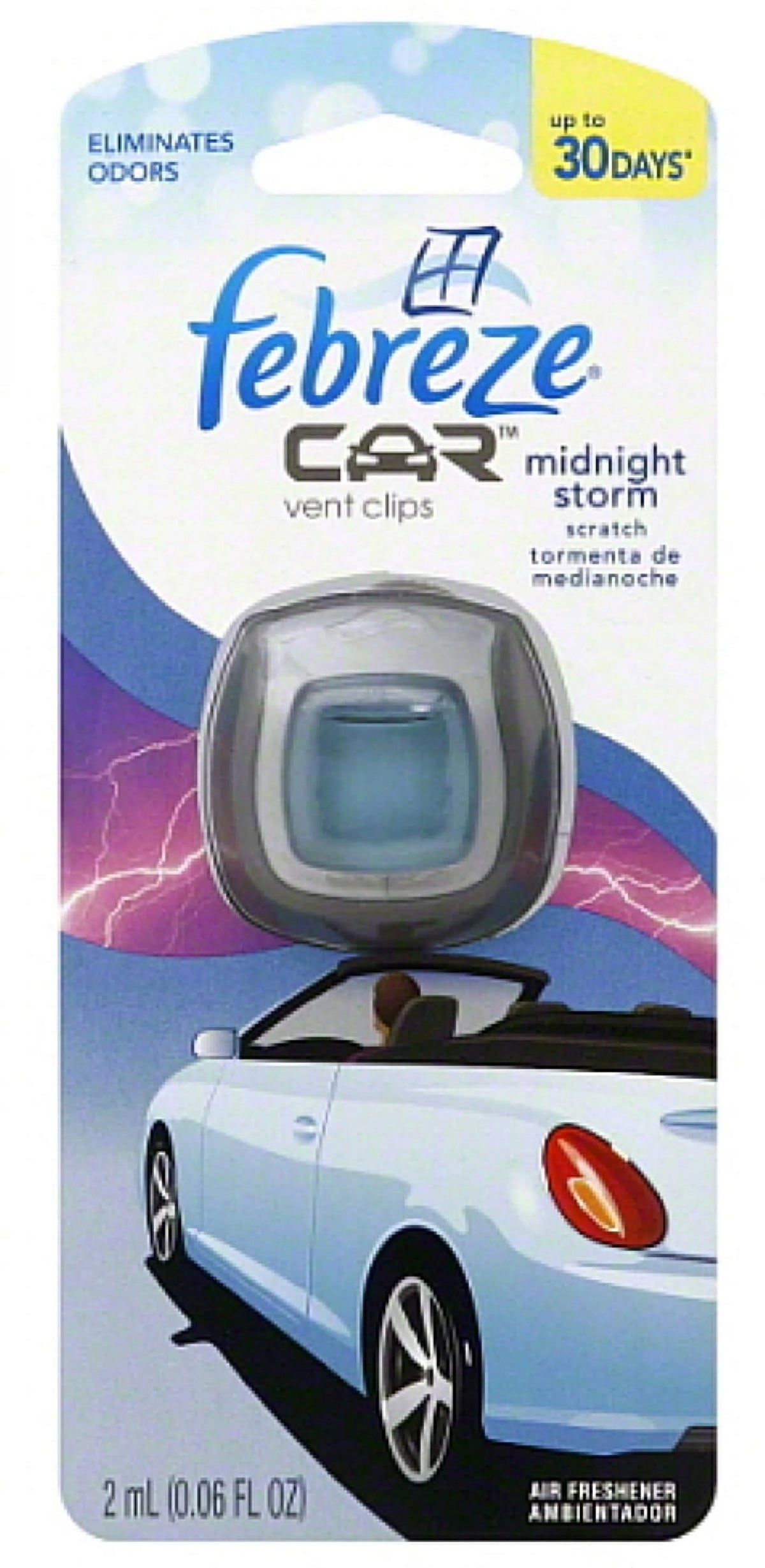 Febreze Car Vent Clip Air Freshener, Midnight Storm 1 Ea (Pack of 4)
