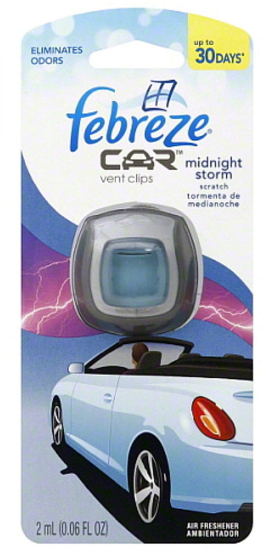 Febreze Car Vent Clip Air Freshener, Midnight Storm 1 Ea (Pack of 4)