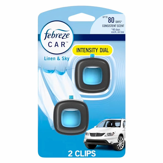 Febreze Car Vent Clip Linen & Sky Air Freshener (Pack of 20)