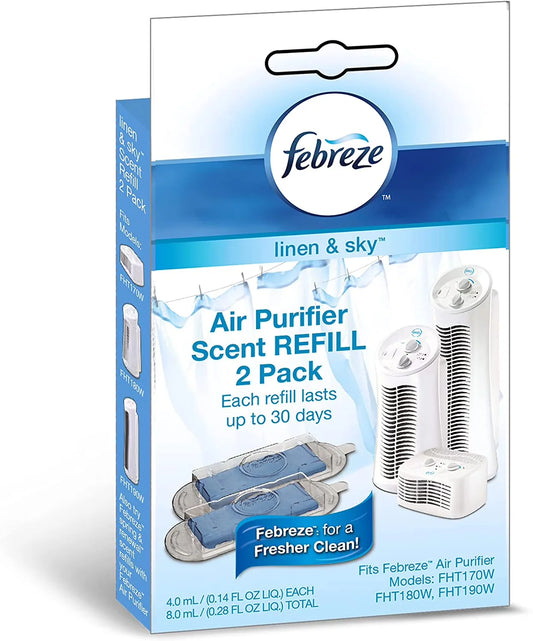 Febreze Linen & Sky Scent Refill Cartridges, White, 2 per Pack