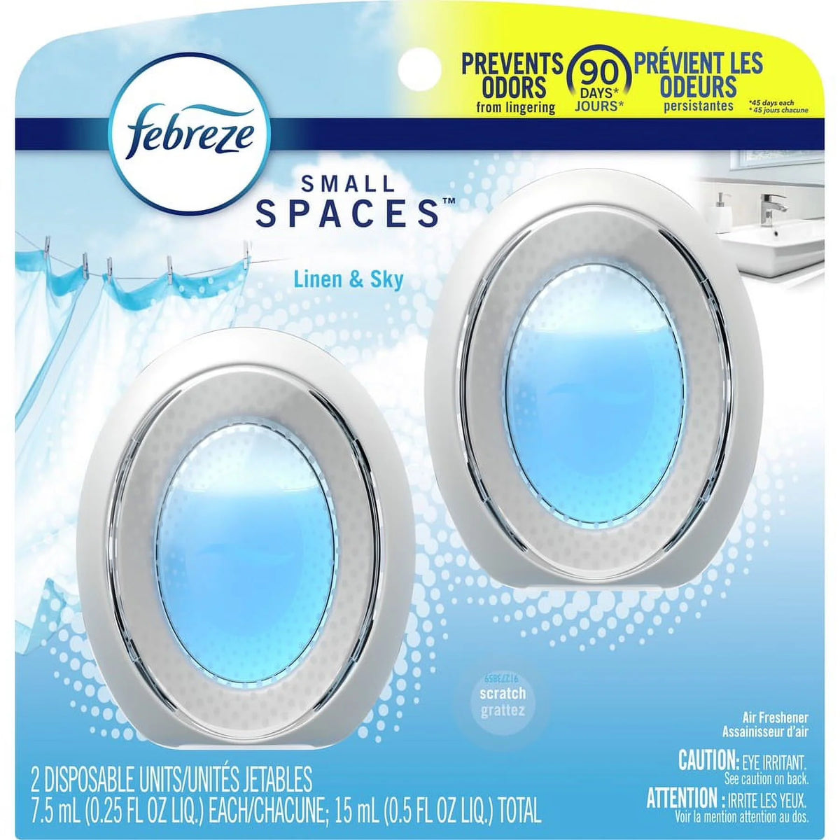 Febreze Linen/Sky Small Spaces - Liquid - 25 fl oz (0.8 quart) - Linen & Sky - 45 Day - 2 / Pack | Bundle of 5 Packs