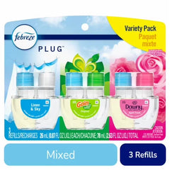 Febreze Odor-Fighting Fade Defy PLUG Air Freshener, Downy April Fresh, Gain Original, Linen & Sky